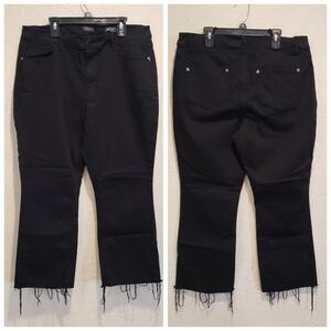 J. Jill Womens Jeans Black Size 14 Kick Flare Ankle Raw Hem Denim Cotton Blend